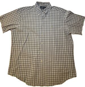 Ralph Lauren XL Classic Fit Madras 100% Cotton Plaid Shirt Blue Green Pony VTG